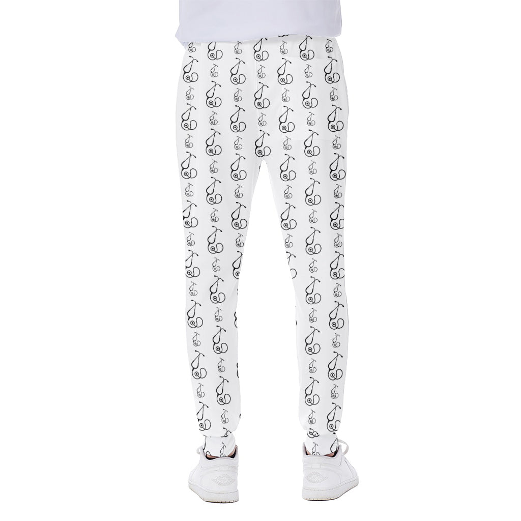 White And Black Stethoscope Print Scuba Joggers