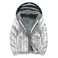 White And Black Stethoscope Print Sherpa Lined Zip Up Hoodie