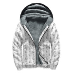 White And Black Stethoscope Print Sherpa Lined Zip Up Hoodie