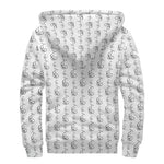 White And Black Stethoscope Print Sherpa Lined Zip Up Hoodie