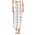 White And Black Stethoscope Print Side Slit Maxi Skirt