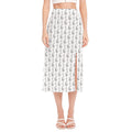 White And Black Stethoscope Print Side Slit Midi Skirt