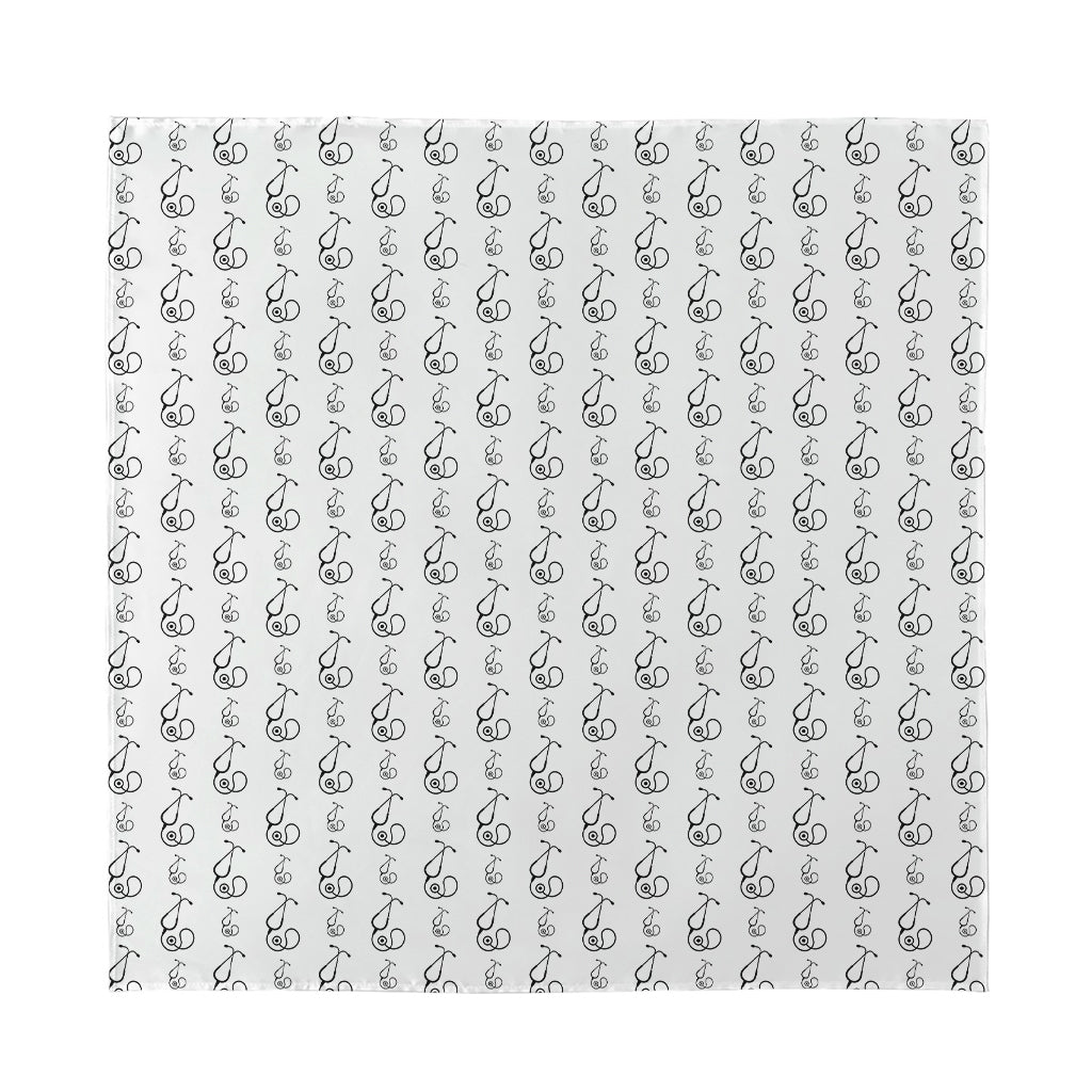 White And Black Stethoscope Print Silk Bandana