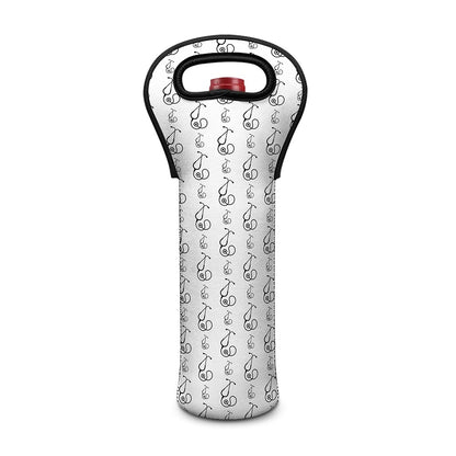 White And Black Stethoscope Print Single Neoprene Wine Tote