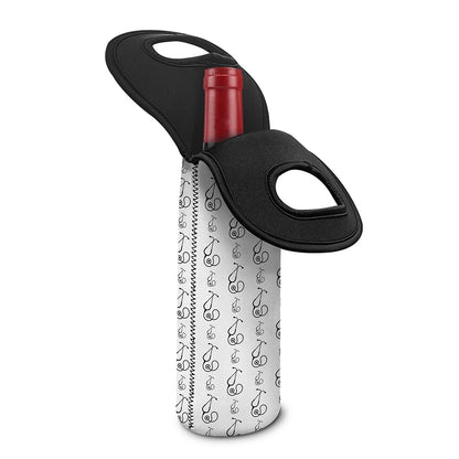 White And Black Stethoscope Print Single Neoprene Wine Tote