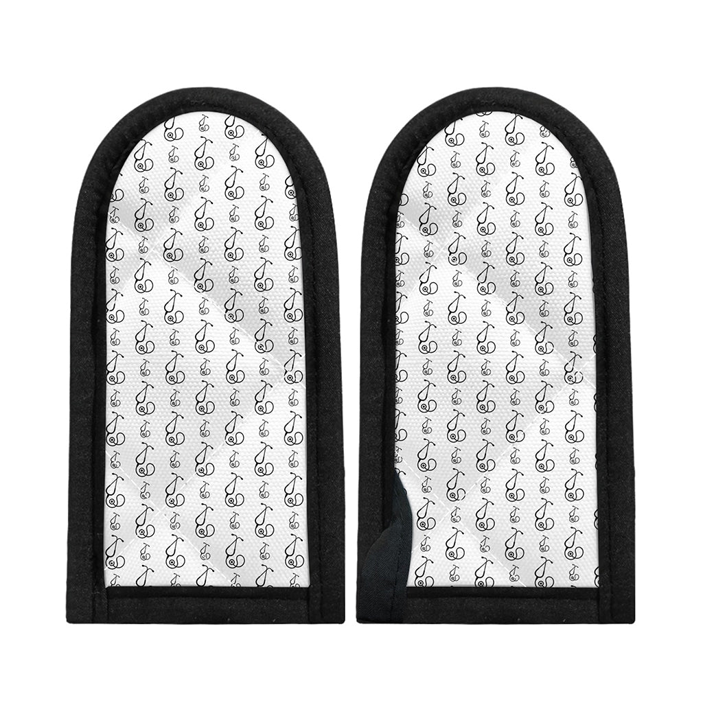 White And Black Stethoscope Print Skillet Handle Cover