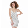 White And Black Stethoscope Print Sleeveless Bodycon Dress