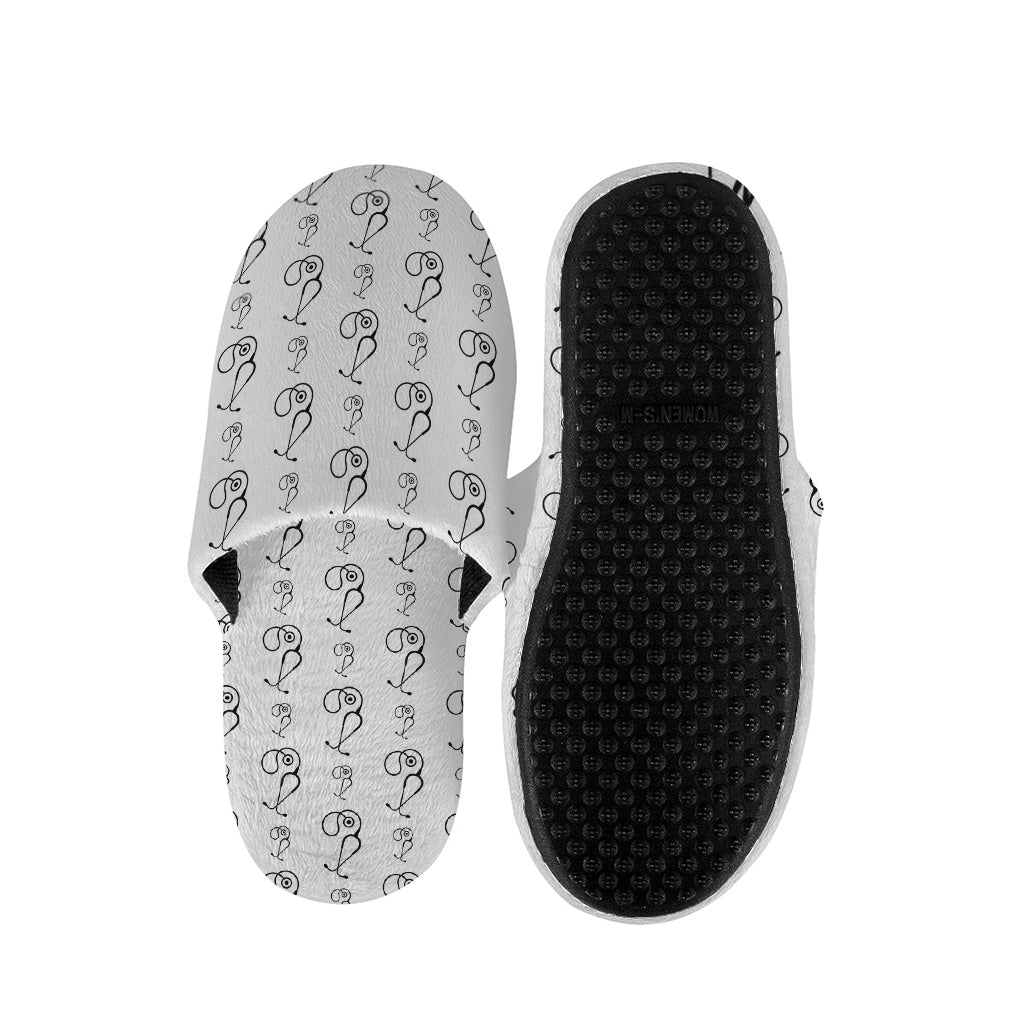 White And Black Stethoscope Print Slippers