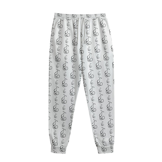 White And Black Stethoscope Print Sweatpants