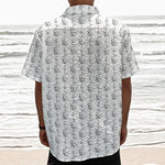 White And Black Stethoscope Print Textured Short Sleeve Shirt