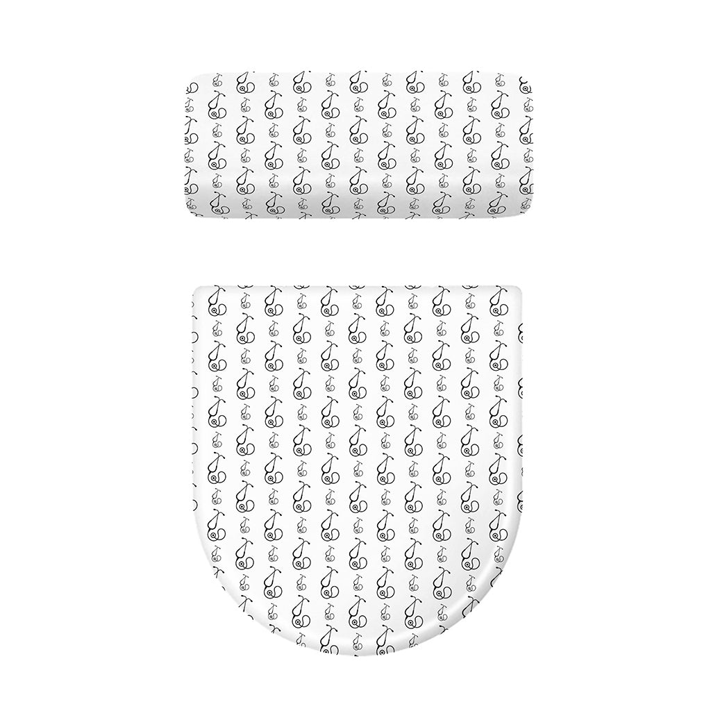 White And Black Stethoscope Print Toilet Lid And Tank Cover Set