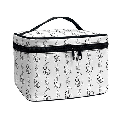 White And Black Stethoscope Print Travel Makeup Bag