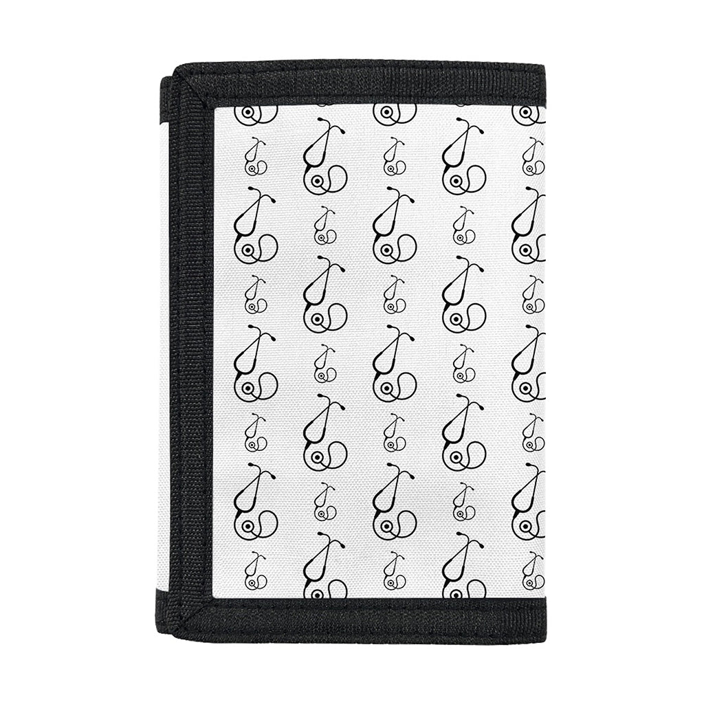 White And Black Stethoscope Print Trifold Wallet