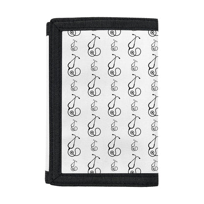 White And Black Stethoscope Print Trifold Wallet