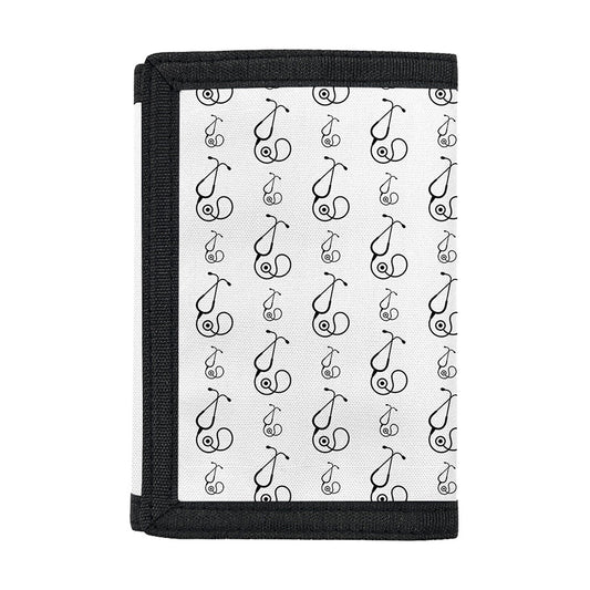 White And Black Stethoscope Print Trifold Wallet