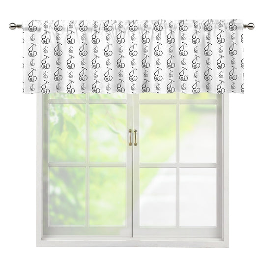 White And Black Stethoscope Print Window Valance