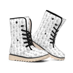 White And Black Stethoscope Print Winter Boots