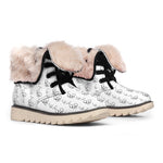 White And Black Stethoscope Print Winter Boots