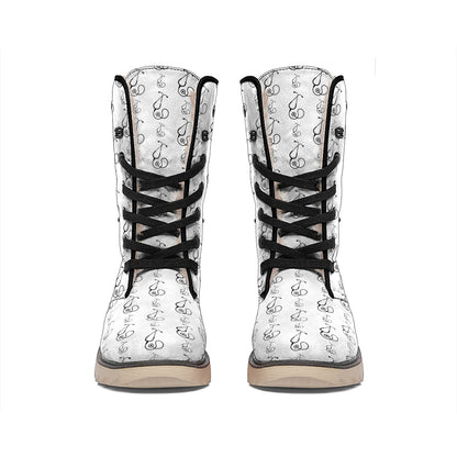 White And Black Stethoscope Print Winter Boots