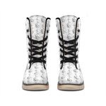 White And Black Stethoscope Print Winter Boots