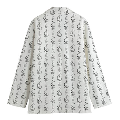 White And Black Stethoscope Print Women's Blazer