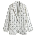 White And Black Stethoscope Print Women's Cotton Blazer