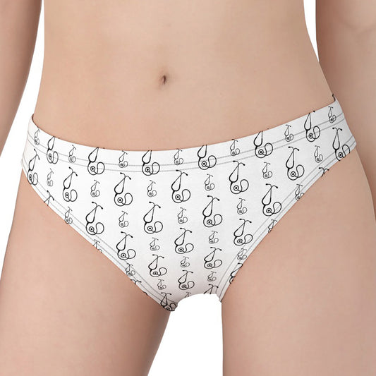 White And Black Stethoscope Print Women's Panties