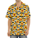 White And Black Stripe Sunflower Print Aloha Shirt