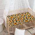 White And Black Stripe Sunflower Print Baby Crib Sheet
