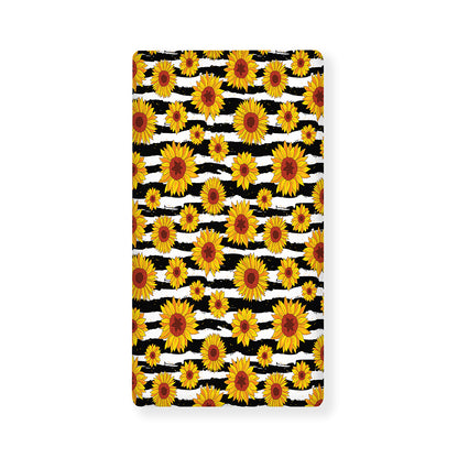 White And Black Stripe Sunflower Print Baby Crib Sheet