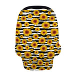 White And Black Stripe Sunflower Print Baby Seat Cover