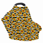 White And Black Stripe Sunflower Print Baby Seat Cover