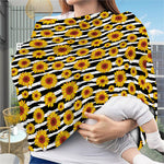 White And Black Stripe Sunflower Print Baby Seat Cover