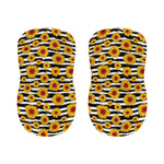 White And Black Stripe Sunflower Print Bar Stool Covers