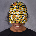 White And Black Stripe Sunflower Print Baseball Cap