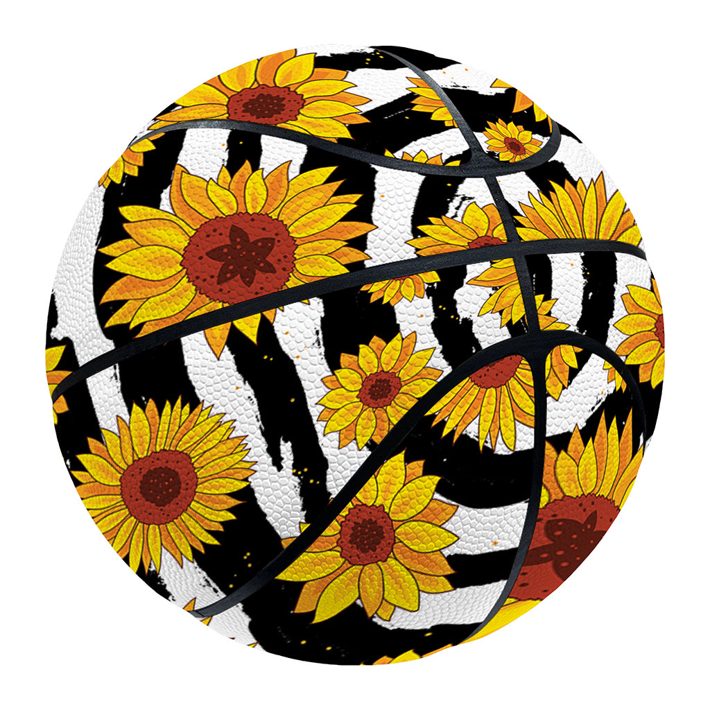White And Black Stripe Sunflower Print Basketball