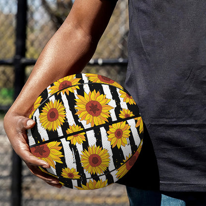 White And Black Stripe Sunflower Print Basketball