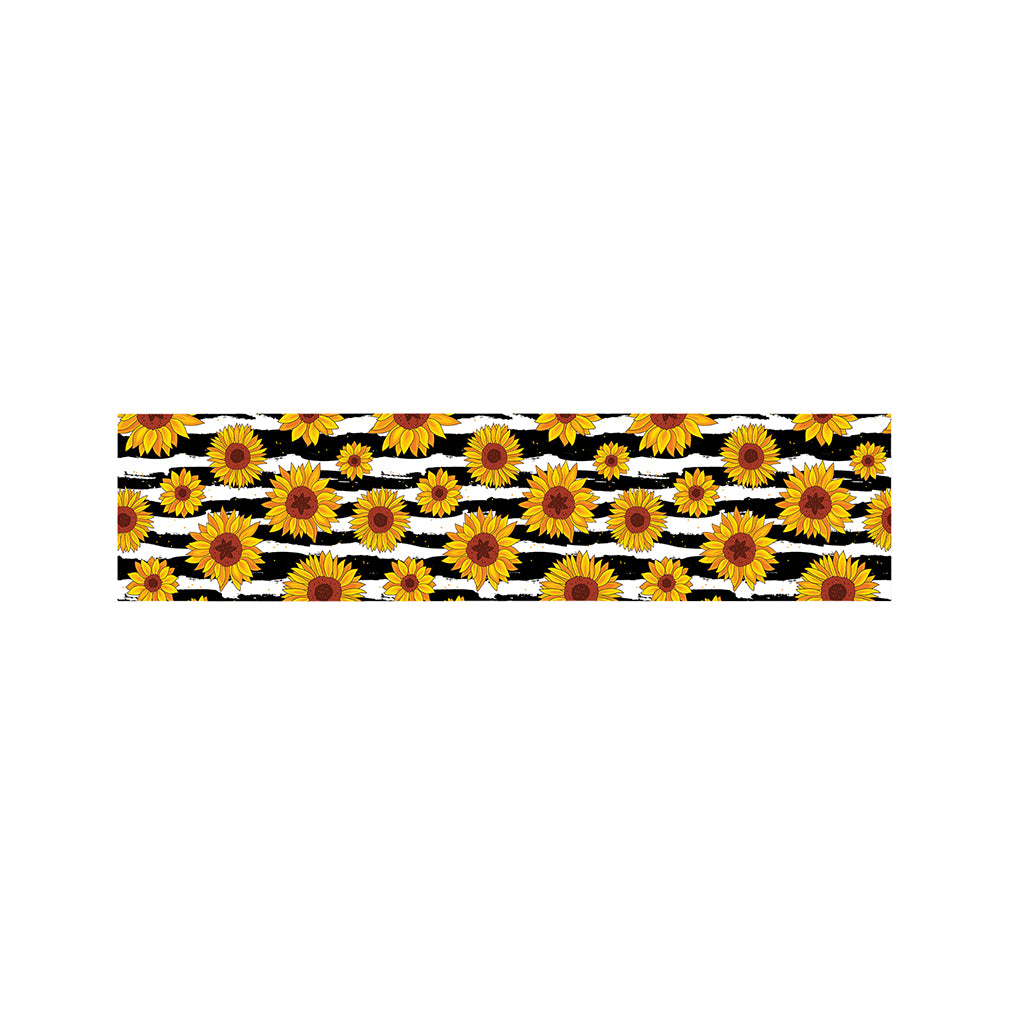 White And Black Stripe Sunflower Print Bed Runner