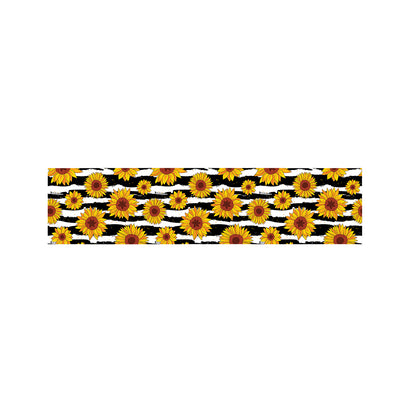 White And Black Stripe Sunflower Print Bed Runner