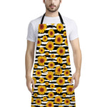 White And Black Stripe Sunflower Print Bib Apron With Pocket