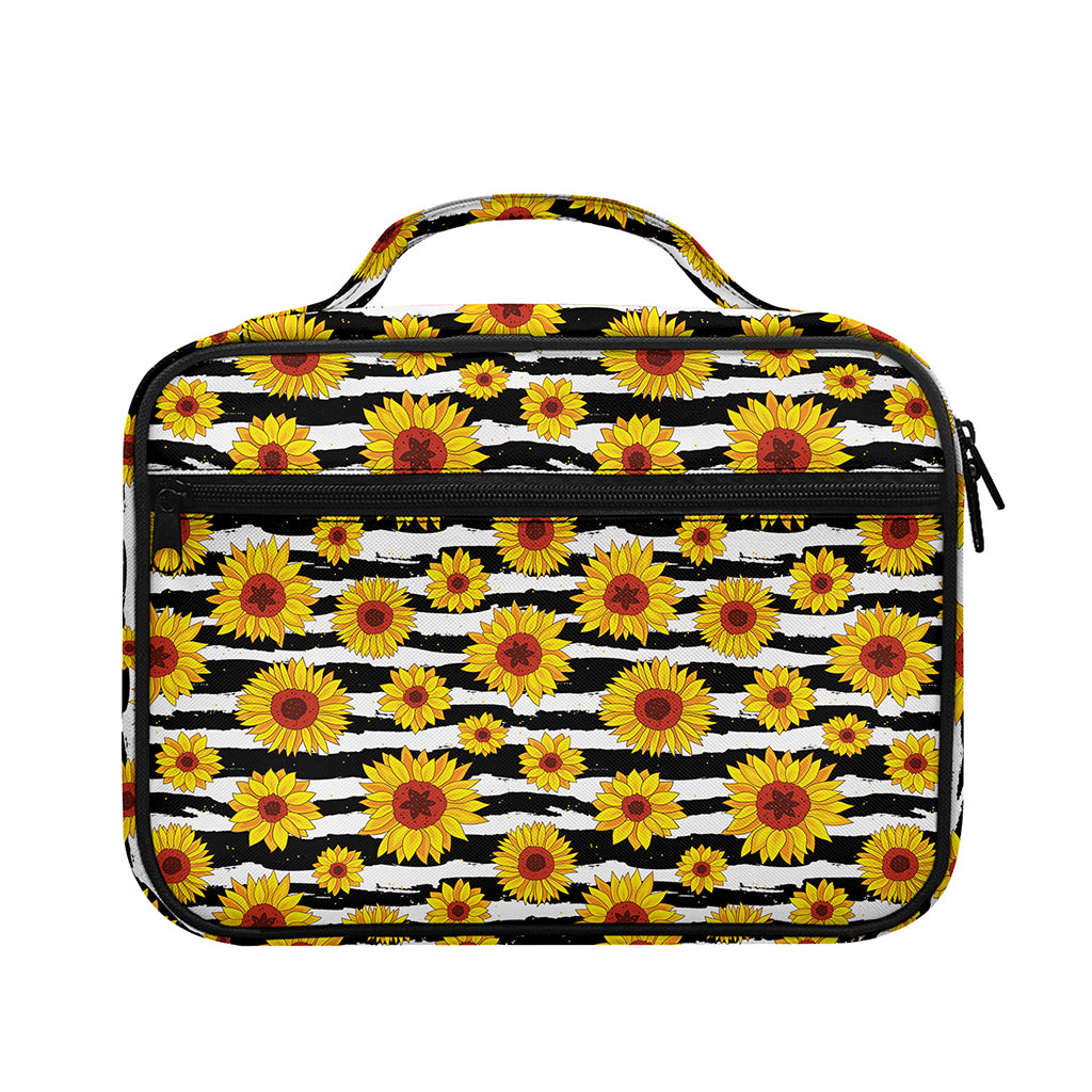 White And Black Stripe Sunflower Print Briefcase Bible Bag