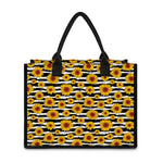White And Black Stripe Sunflower Print Canvas Tote Bag