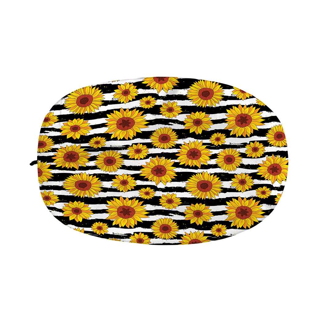 White And Black Stripe Sunflower Print Car Side Mirror Covers