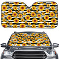 White And Black Stripe Sunflower Print Car Windshield Sun Shade