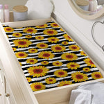 White And Black Stripe Sunflower Print Changing Pad Cover