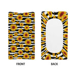 White And Black Stripe Sunflower Print Changing Pad Cover