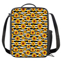 White And Black Stripe Sunflower Print Crossbody Lunch Bag