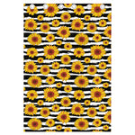 White And Black Stripe Sunflower Print Curtain