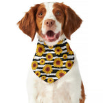 White And Black Stripe Sunflower Print Dog Bandana