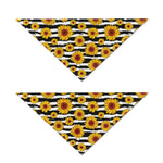 White And Black Stripe Sunflower Print Dog Bandana